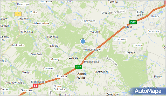 mapa Władysławów, Władysławów gmina Żabia Wola na mapie Targeo